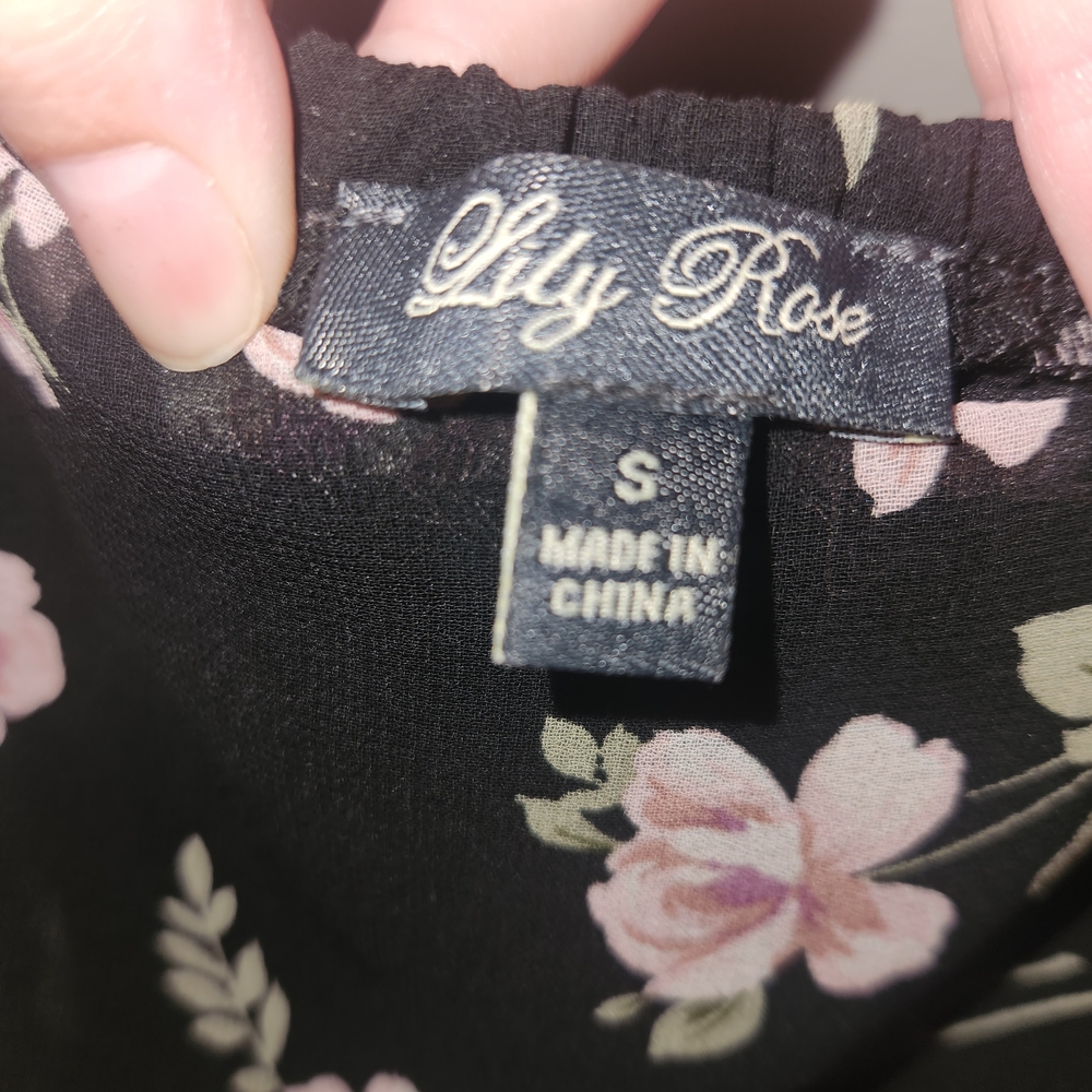 Lily Rose Black and Pink Floral Mini Dress - Picture 4 of 4